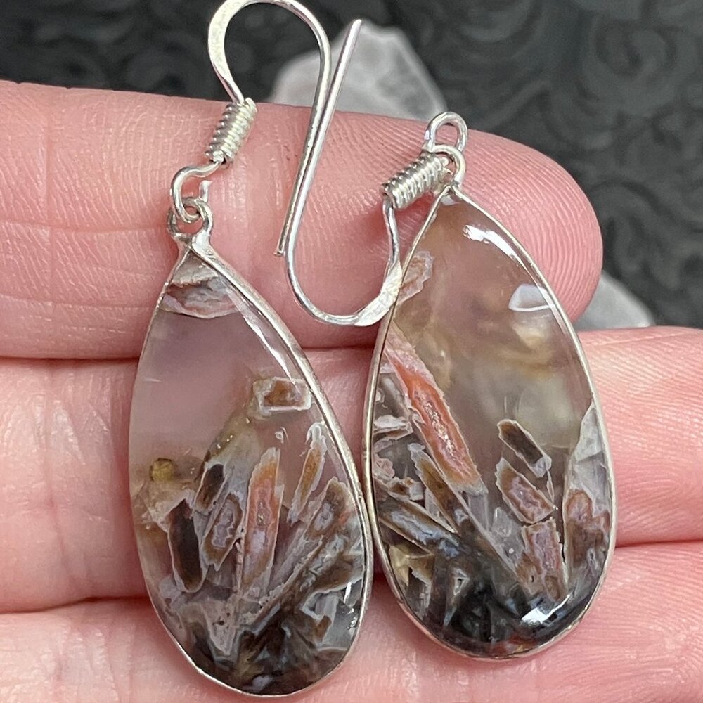 Stick Agate Earrings Stone Crystal Jewelry